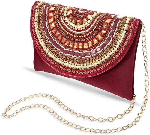 Vista 4 de Aheli Bolsos de mano indios para mujer, bolsos de noche hechos a mano para boda, fiesta nupcial