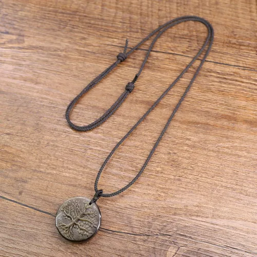 Vista 6 de COAI Collar de obsidiana de cristal curativo del árbol de la vida