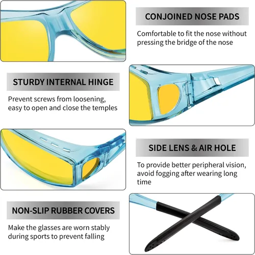 Vista 4 de URUMQI Gafas de conducción de visión nocturna para hombres y mujeres, lentes polarizados antirreflejos, lentes de alta definición amarillas