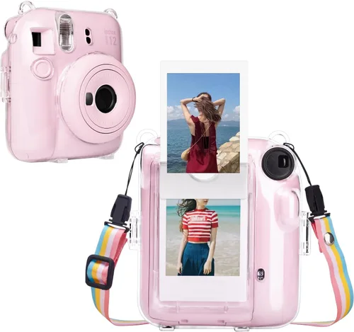 Vista 9 de MUZIRI KINOKOO Funda transparente compatible con cámara Instax Mini 12, funda rígida de PVC transparente para Fuji Instax Mini 12 con bolsillo