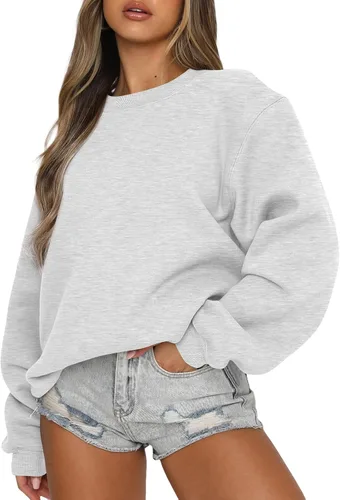 Vista 14 de EFAN Sudaderas de forro polar Y2K de gran tamaño con cuello redondo para Albaricoque