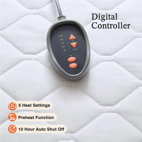 Vista 3 de Beautyrest - Funda calefactable para colchón de mezcla de algodón con tecnología de confort seguro - Funda eléctrica acolchada de lujo con bolsillo