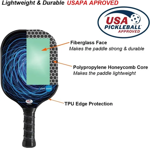 Vista 3 de Pickleball Paddles Set of 2 or 4, USAPA Approved Fiberglass Pickleball Racket Set with 4 Outdoor Pickleballs and 1 Carrying Case