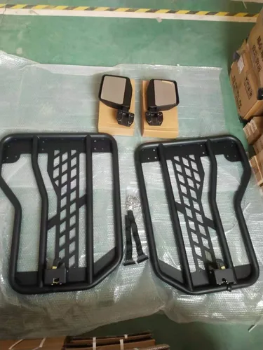 Vista 7 de SXMA JL1079 Puertas de tubo para 2 puertas 4x4 Piezas de acero medias puertas con espejos laterales Cuerpo de acero Protectores de armadura de tubo