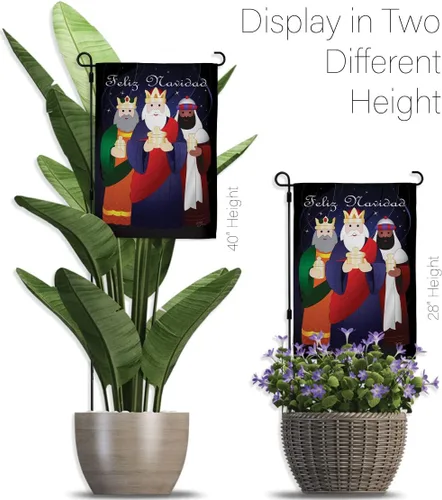 Vista 5 de Bandera de jardín de Feliz Navidad, decoración de pared para tres reyes, tapiz religioso para la temporada de la santa familia, letrero de puerta
