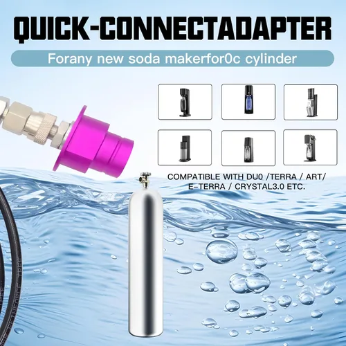 Vista 2 de Adaptador de CO2 para máquina de soda con manguera de 60 pulgadas, conector de tanques de CO2 para fabricante de soda lleno directamente de tanque