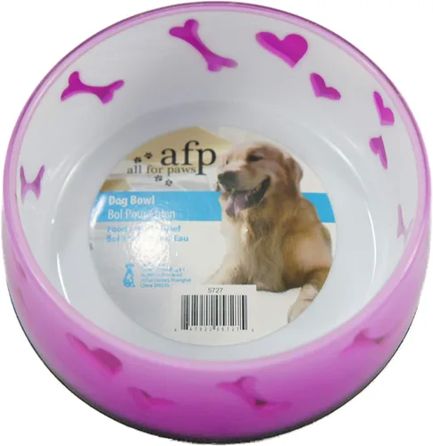 Vista 2 de ALL FOR PAWS Lifestyle Dog Love Bowl, pequeño, rosa, 5.2 lbs