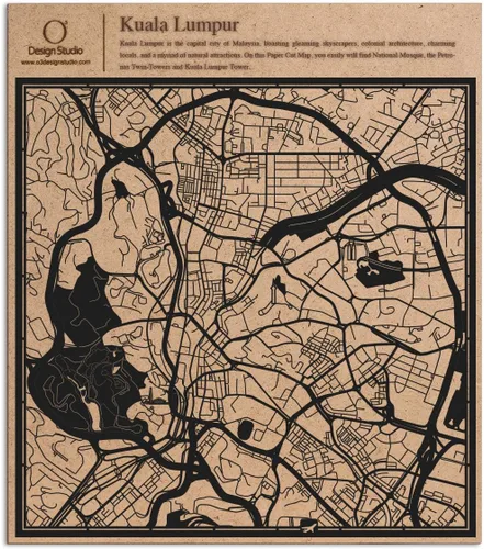 Vista 90 de O3 Design Studio Abu Dhabi - Mapa de corte de papel negro (12 x 12 pulgadas)