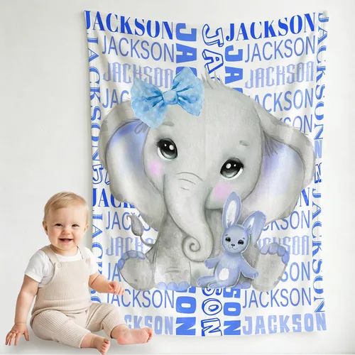 Vista 14 de Pindola Manta con nombre personalizado para bebés, adultos, niñas, niños, mujeres y hombres, diseño de manta con monograma personalizada, regalos