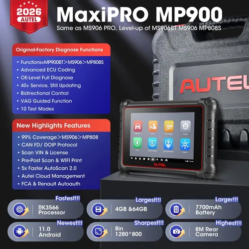 Vista 2 de Escáner Autel MaxiPRO MP900, 2026 más nuevo que MP808BT PRO MP808S MK900 MX900, funciona como MP900BT MS906 PRO MS906 MAX, herramienta de escaneo