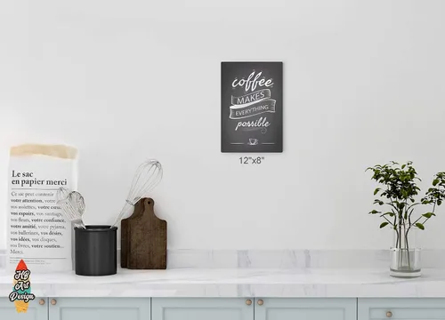 Vista 5 de HB Art Design Coffee Makes Everything Possible Quote Retro Style Metal Print Wall Art Coffee Bar Decor Coffee Signs Kitchen Wall Decor Dining Room