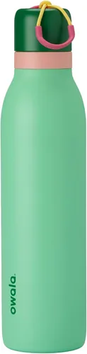 Vista 9 de Botella de agua aislada con tapa Twist de acero inoxidable Owala FreeSip con pajita para deportes y viajes, sin BPA, 24 onzas, Angel Food Cake