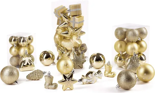 Vista 6 de BRUBAKER 77ct - Adornos de árbol de Navidad - Inastillables - Bolas de Navidad, estrellas, conos de pinos, botas, calcetines, paquetes