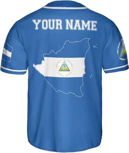 Vista 3 de Camiseta de béisbol de Nicaragua personalizada, camiseta de béisbol de Nicaragua personalizada para hombres y mujeres, camisas nicaragüenses