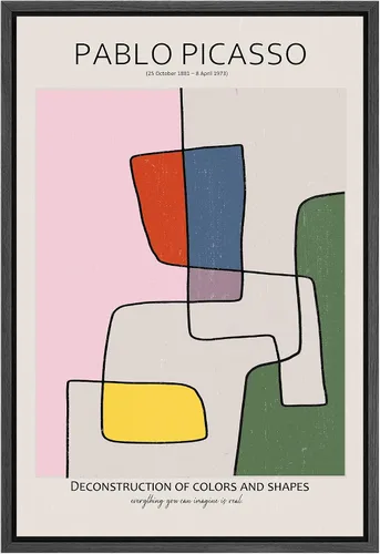 Vista 37 de SIGNLEADER Lienzo enmarcado para pared, paisaje pastel abstracto negro, naturaleza, ilustraciones de área silvestre, arte moderno, decorativo