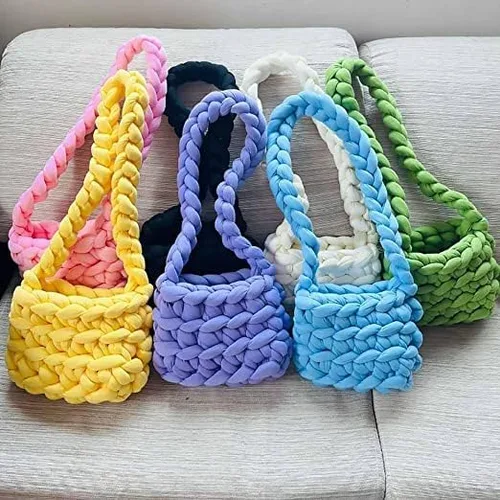 Vista 8 de Bolso de punto grueso bolso de hombro cruzado suave de lana estilo espacial, bolso de mensajero tejido para mujer