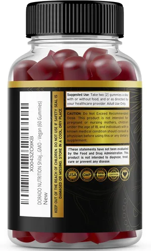 Vista 6 de DORADO NUTRITION Gomitas Shilajit para hombres y mujeres (60 gomitas) y suplemento de calostro de 1000 mg por porción