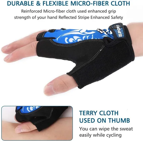 Vista 6 de Accmor Guantes de ciclismo para hombres y mujeres, guantes de ciclismo de medio dedo, guantes de bicicleta de carretera MTB, guantes antideslizantes
