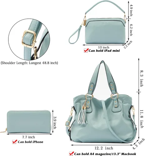 Vista 2 de Purse and Wallet set for Women Large Hobo Bags Female Fashion Tote Shoulder Bags Crossbody Wallets Satchel Purse Set