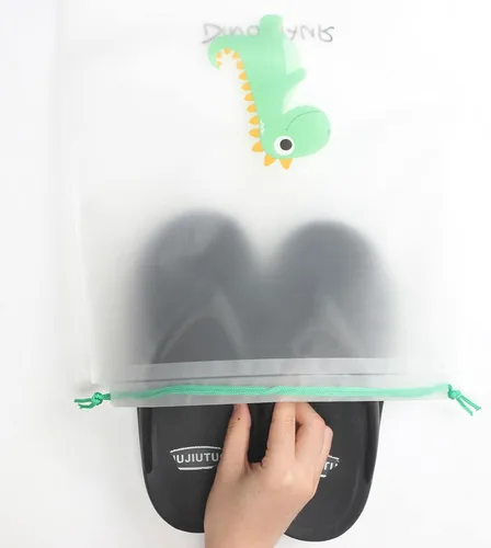 Vista 4 de Bolsas de zapatos para viajes, organizador grande de almacenamiento de zapatos transparentes con cordón, bolsas de almacenamiento de viaje