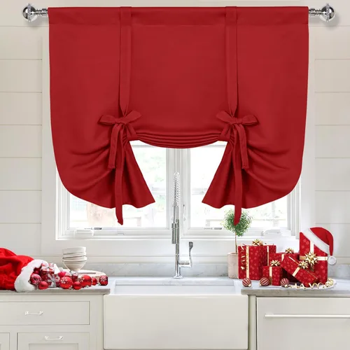 Vista 50 de DWCN Cortinas Opacas - Persiana Enrollable con Lazos para Ventana, Aislamiento Térmico, Oscurecimiento de Habitación, Cortinas con Bolsillo