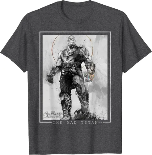 Vista 30 de Marvel Avengers Infinity War Thanos Sketch Graphic Camiseta Negro