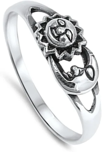 Vista 3 de CHOOSE YOUR COLOR Sterling Silver Sun Moon Universe Ring