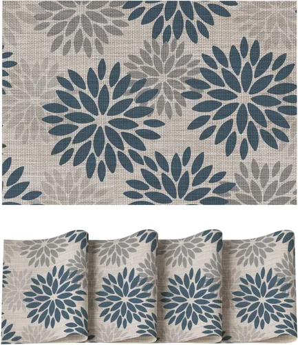 Vista 28 de Artoid Mode - Juego de 4 manteles individuales de vinilo con diseño floral, resistentes al calor, lavables, antideslizantes, de PVC, para decoración