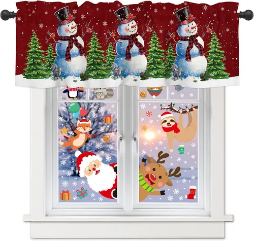 Vista 11 de Cortinas de cenefa costera para dormitorio, sala de estar, estrellas de mar náuticas, algas azules, persianas romanas para ventanas, cortinas