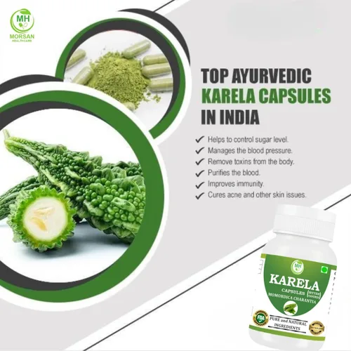 Vista 3 de Morsan's Karela (Momordica charantia) Cápsulas, Pack de 2 x 60 x 500 mg. Veg. Cápsulas (2)
