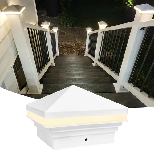 Vista 10 de GKOLED Luz de poste de tapa plana, 9-15V AC/DC 3W IP65 impermeable para exteriores, iluminación de cubierta LED de 2700K para postes de 3.5x3.5 4x4