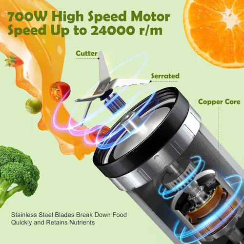 Vista 9 de Licuadora y Procesador de Alimentos Combo, Licuadora Personal para Batidos y Smoothies, Adecuada para Cocina, Hogar, Licuadora Eléctrica de 700W