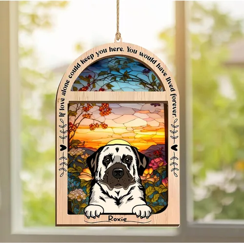 Vista 14 de LOVELYPOD Adorno de Navidad personalizado de sabueso afgano, atrapasoles con nombre, regalos de pérdida de mascotas, regalos para amantes