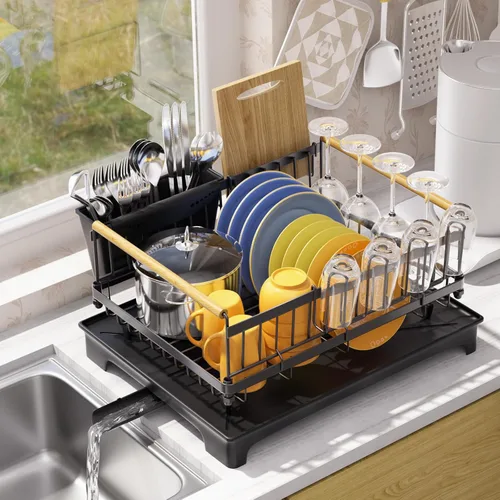 Vista 7 de Escurridor de platos para encimera de cocina con escurridor de platos