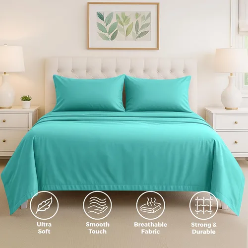 Vista 3 de Pure Bedding Juego de Sábanas Twin - Sábanas de Cama de Microfibra Ultra-Suave 1800 - Doble Cepillado - Bolsillos Profundos - Ajuste Fácil - Extra