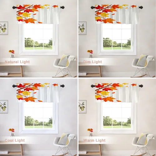 Vista 131 de Shrahala Orange Autumn Autumn Blackout Curtain Tiers, Fall Kitchen Valance Light Blocking Tier Drapes with Rod Pocket, 2 Pack 26 X 24 in