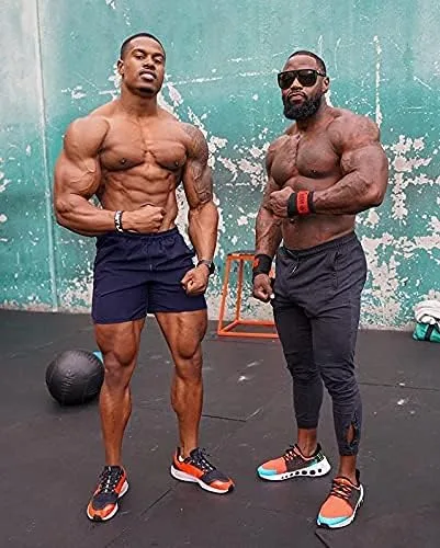 Vista 2 de COOFANDY - Paquete de 2 pantalones cortos de entrenamiento para hombre, diseño con bolsillos, de secado rápido, para fisicoculturismo, levantamiento