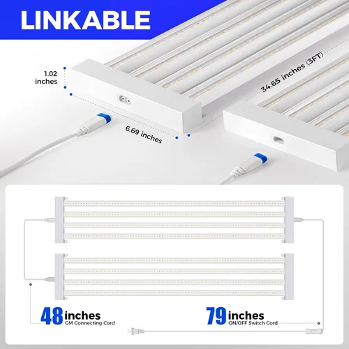 Vista 6 de Barrina TX-L63 - Luces de cultivo de 3 pies para plantas de interior, 252 W (4 x 63 W), 4 paneles LED de cobertura más amplia, espectro completo