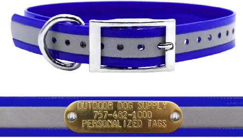 Vista 11 de Outdoor Dog Supply Collar de perro con anillo en D impermeable reflectante resistente de 1 pulgada para perros medianos y grandes con placa