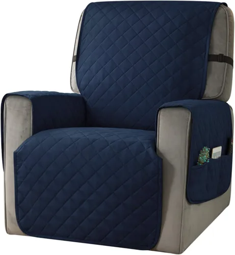 Vista 9 de Ouka - Funda reclinable para perros, de ancho de asiento de 63,5 cm, protector de sofá de tela reversible con correas elásticas, funda de sillón Gris