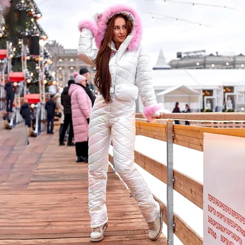 Vista 2 de JUNGE Trajes de nieve para mujer, overol de invierno para esquí, con capucha, para snowboard, esquí, overol impermeable para exteriores, ropa
