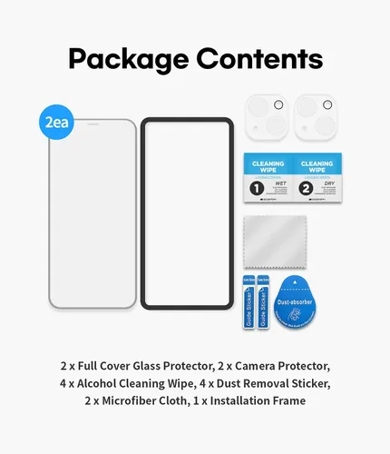 Vista 8 de GOOSPERY Protector de pantalla con protector de lente de cámara compatible con iPhone 13 Mini [2+2 unidades] Vidrio templado HD transparente