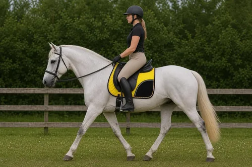 Vista 4 de CHALLENGER Caballo Inglés Saddle Pad All Purpose Algodón Acolchado Trail Sillín Amarillo 72133