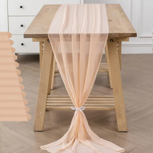 Vista 29 de Paquete de 2 caminos de mesa de gasa de 10 pies de 29 x 120 pulgadas, camino de mesa romántico transparente para boda, fiesta de cumpleaños