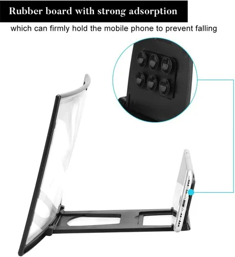 Vista 5 de Lupa de pantalla curvada 3D de 12 pulgadas, HD para video, película, teléfono inteligente, amplificador de pantalla, proyector de soporte