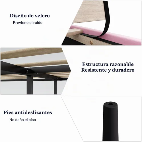 Vista 9 de Base de cama de plataforma de terciopelo de tamaño matrimonial con cabecera tapizada y soporte de listones resistentes, diseño con botones,