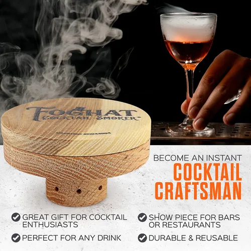 Vista 7 de Foghat Cocktail Smoker - Kit ahumador de cócteles Foghat con combustible de virutas de madera de roble de barricas de whiskey bourbon, nogal ginebra
