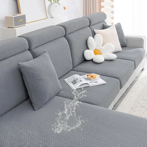 Vista 13 de Smiry - Fundas impermeables para cojines de sofá, fundas de cojín elásticas de jacquard gruesas para sofá, protector de muebles elástico lavable