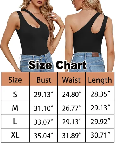 Vista 6 de WAYMAKER Camiseta sin mangas sexy con un hombro recortado frontal sin espalda para mujer