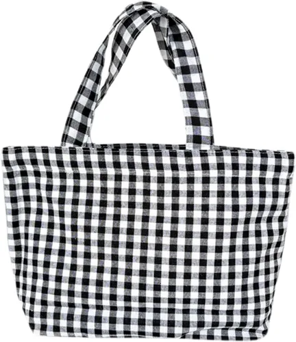 Vista 7 de Joyhey 1 bolsa de lona pequeña a cuadros, bolsa de compras para comestibles, bolsa de playa de 7.9 x 12.6 pulgadas